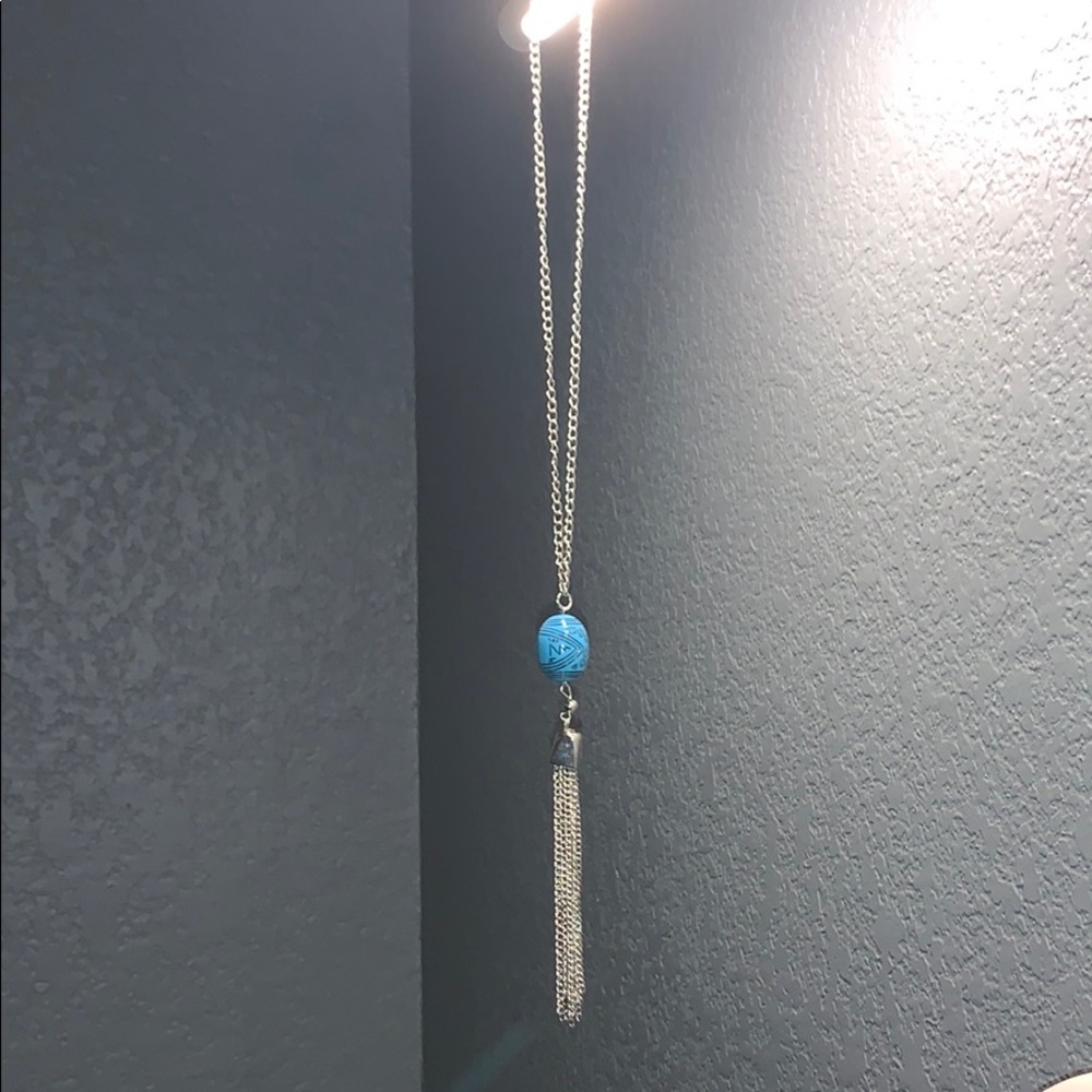 Blue Tribal Print Necklace